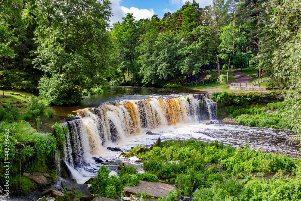 View of the Keila Waterfall Estonia. Located on Keila river in Harju county, Keila rural municipality.