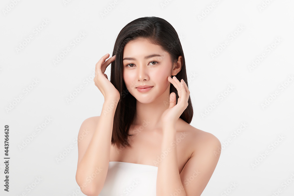 Beautiful young asian woman with clean fresh skin on white background, Face care, Facial treatment, Cosmetology, beauty and spa, Asian women portrait. Beautiful young asian woman with clean fresh skin on white background, Face care, Facial treatment, Cosmetology, beauty and spa, Asian women portrait.