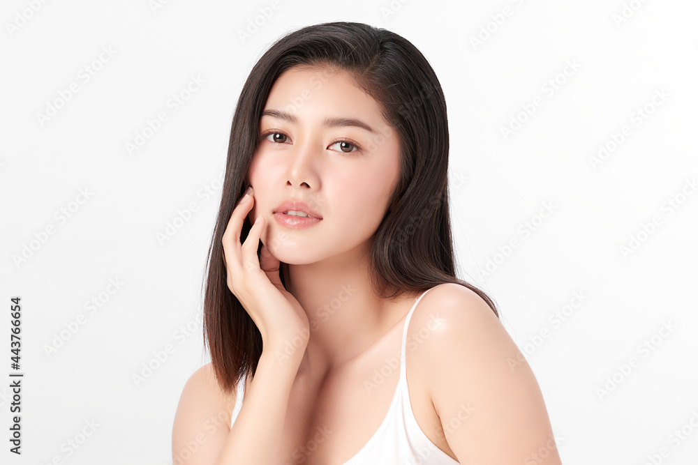 Beautiful young asian woman with clean fresh skin on white background, Face care, Facial treatment, Cosmetology, beauty and spa, Asian women portrait. Beautiful young asian woman with clean fresh skin on white background, Face care, Facial treatment, Cosmetology, beauty and spa, Asian women portrait.