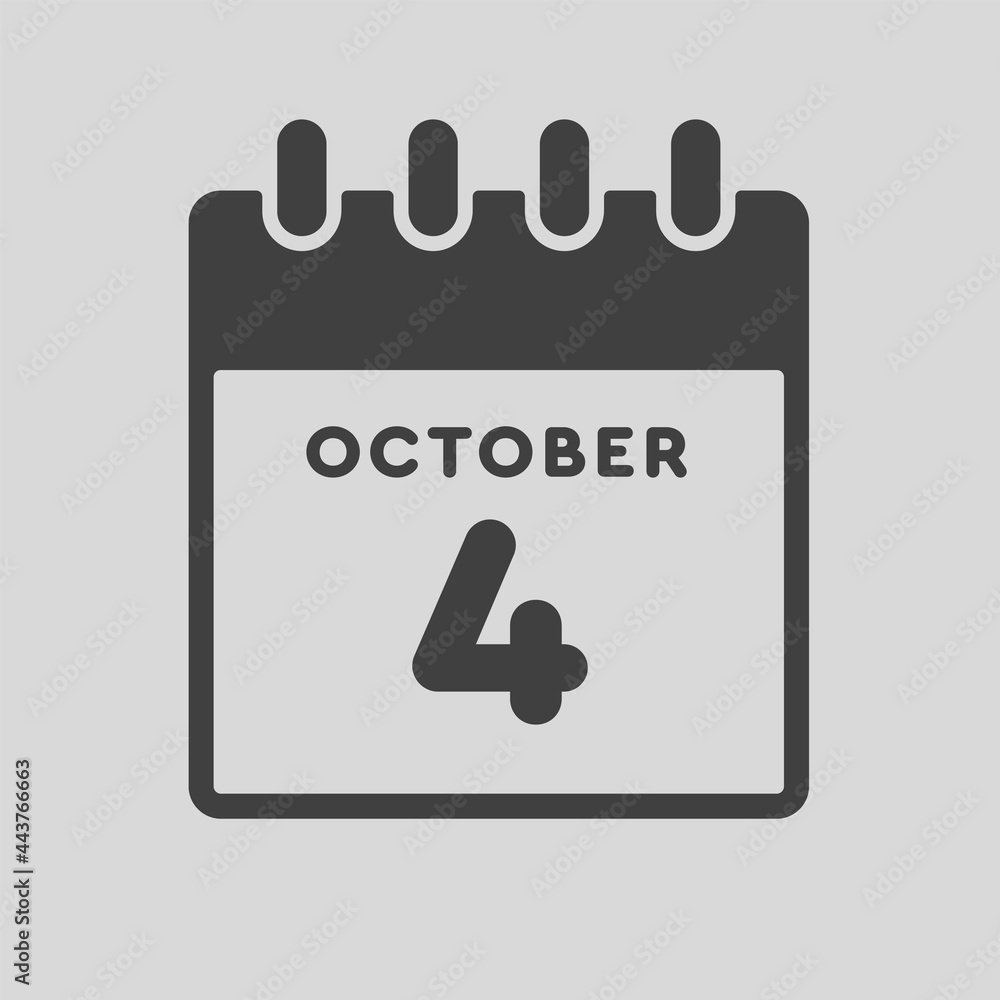 Icon day date 4 October, template calendar page Icon day date 4 October, template calendar page