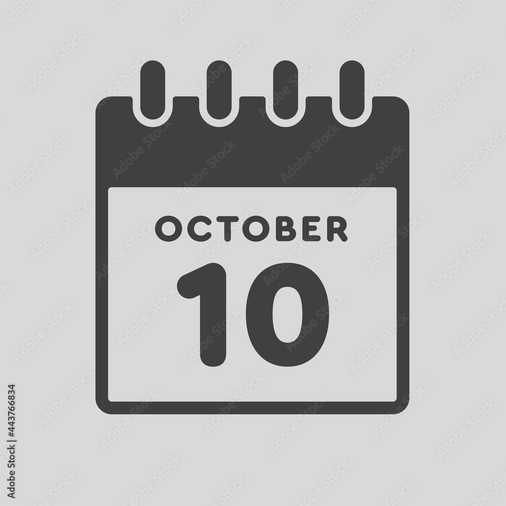 Icon day date 10 October, template calendar page Icon day date 10 October, template calendar page