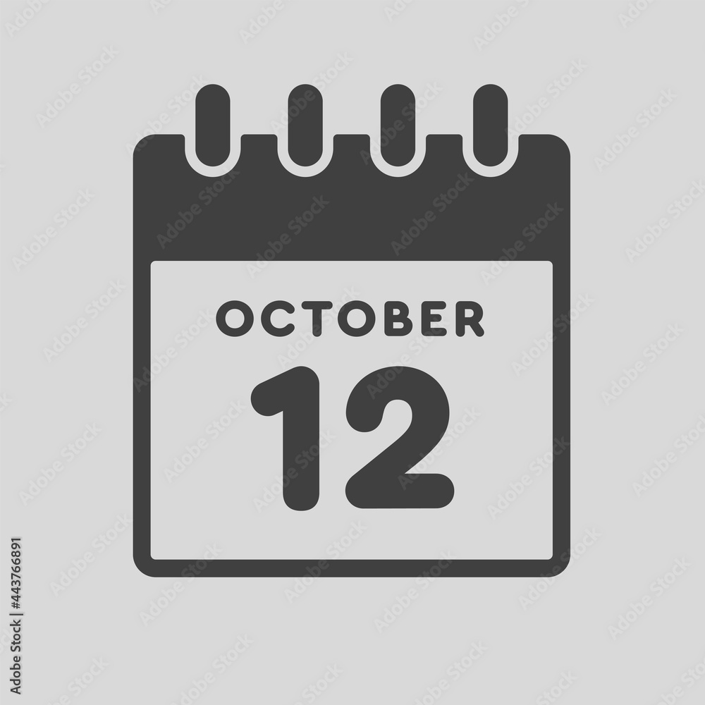 Icon day date 12 October, template calendar page Icon day date 12 October, template calendar page