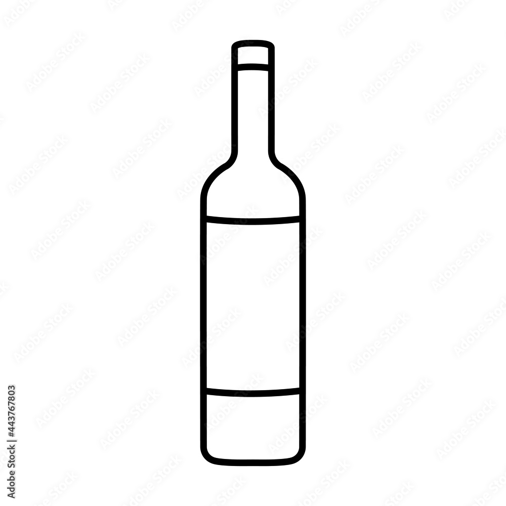 Wine bottle line icon. Shape of traditional glass bottle of still wine with label. Vector Illustration Wine bottle line icon. Shape of traditional glass bottle of still wine with label. Vector Illustration