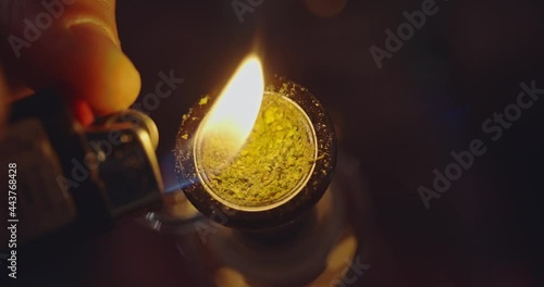 smoking a bowl macro close up
