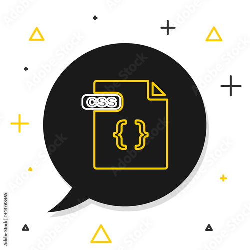 Line CSS file document. Download css button icon isolated on white background. CSS file symbol. Colorful outline concept. Vector