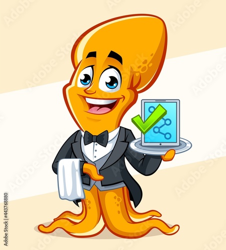 Octopus Mascot Design With Tablet