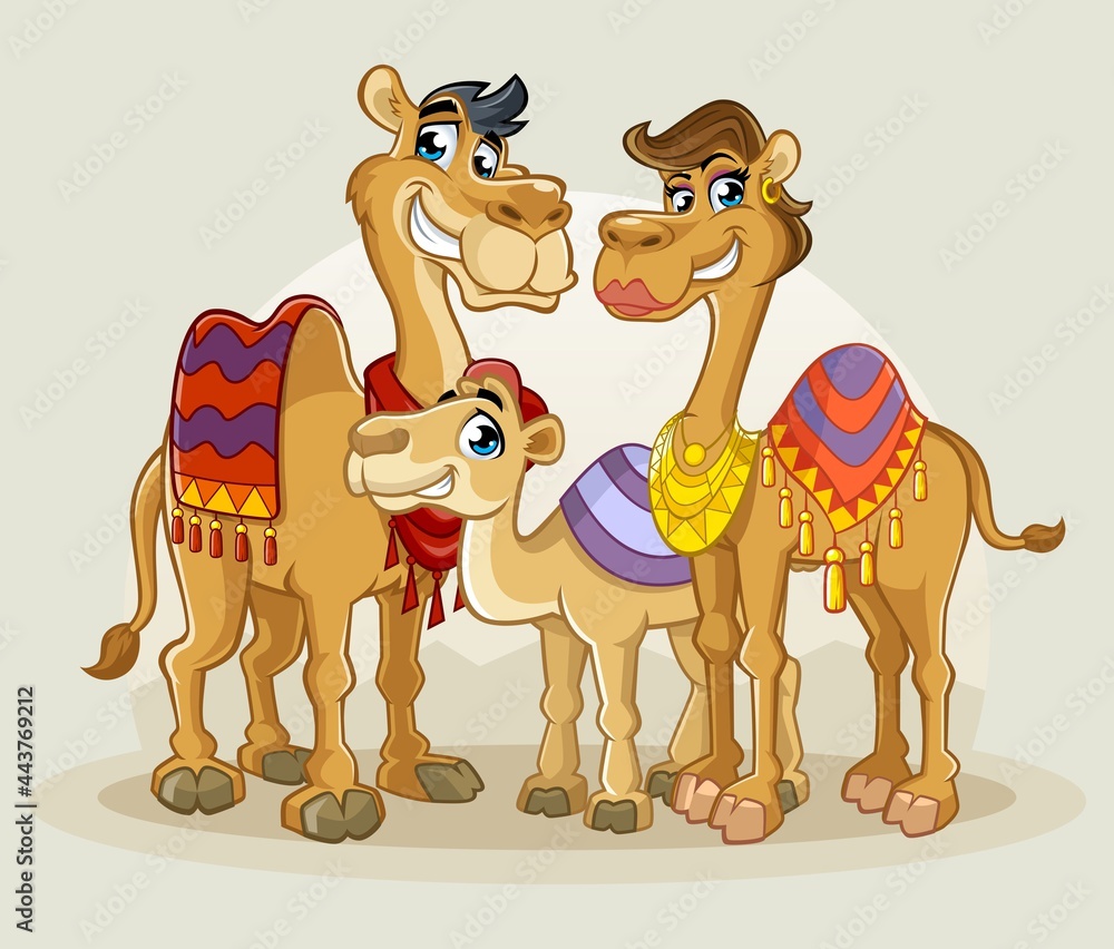 Naklejka premium Camel Family cute Cartoon Design