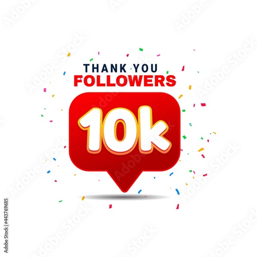 10000 followers vector. Greeting social card thank you, followers. Congratulations 10k follower design template