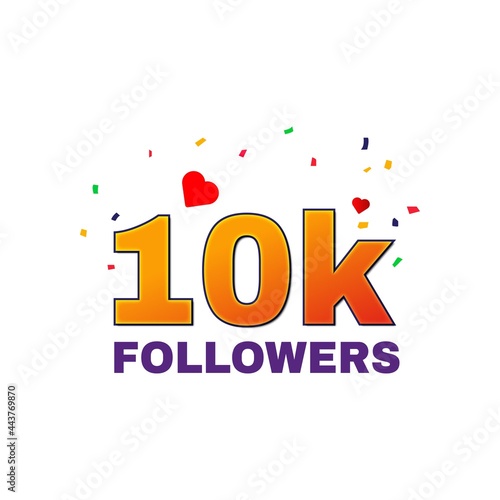10000 followers vector. Greeting social card thank you, followers. Congratulations 10k follower design template