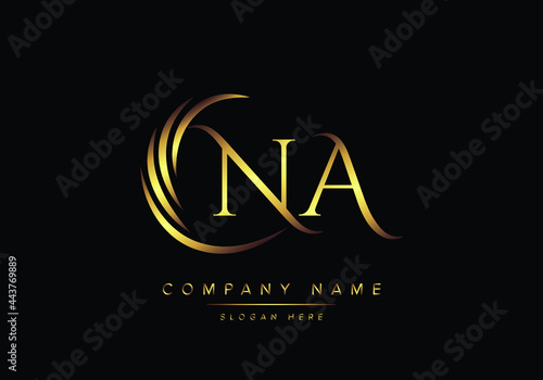 alphabet letters NA monogram logo, gold color elegant classical photo