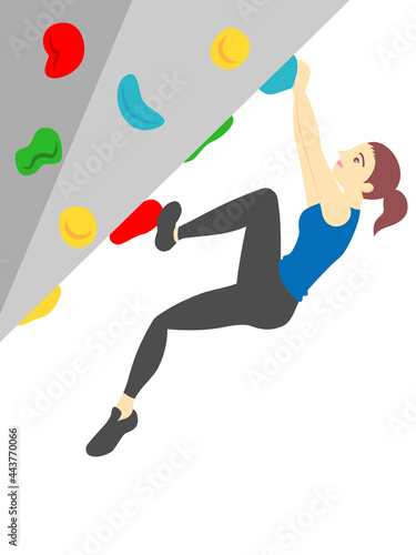                                                                                  Female athletes doing bouldering and sports climbingatletas   woman   