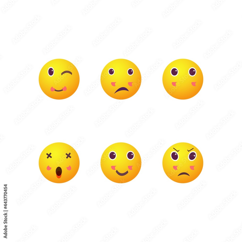 Modern Flat Design Vector Facebook Emoji Set with Different Reactions for Social Network Isolated on White Background Modern Flat Design Vector Facebook Emoji Set with Different Reactions for Social Network Isolated on White Background