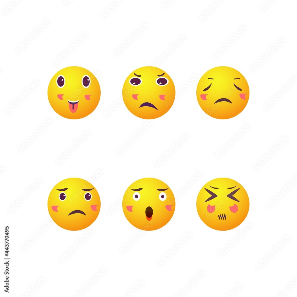 Modern Flat Design Vector Facebook Emoji Set with Different Reactions for Social Network Isolated on White Background Modern Flat Design Vector Facebook Emoji Set with Different Reactions for Social Network Isolated on White Background