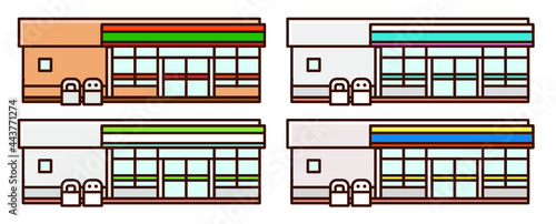 Exterior set of a Japanese convenience store.