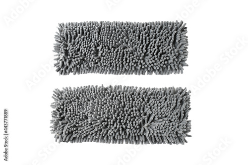 Top view gray refill rectangle mop microfiber show backside and front side on white background isolated and clipping path. Material use cleaning home.