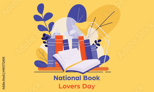 National Book Lovers Day Template for background. Holiday concept. Vector Illustration.