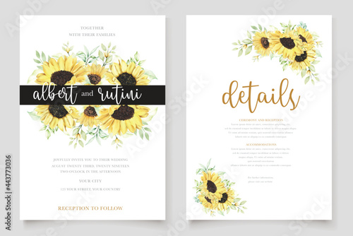 watercolor sunflower invitation card