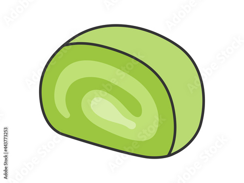 カットされた抹茶ロールケーキのイラスト