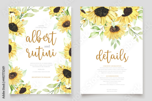 watercolor sunflower invitation card