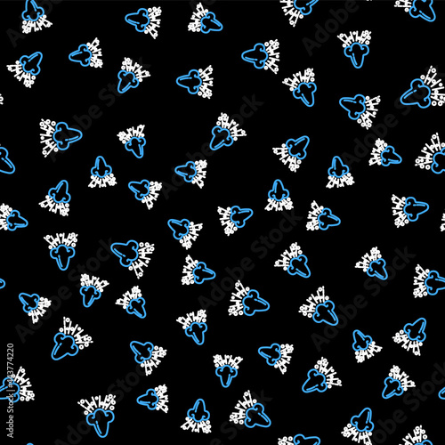 Line Runny nose icon isolated seamless pattern on black background. Rhinitis symptoms, treatment. Nose and sneezing. Nasal diseases. Vector