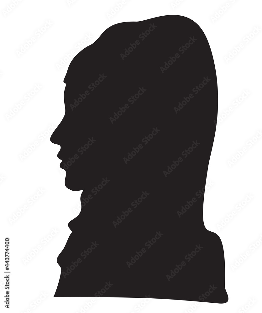Elegant Muslim lady head with a scarf. Beautiful female face in profile. Silhouette muslim woman in profile wearing a hijab. Young arab girl avatar Elegant Muslim lady head with a scarf. Beautiful female face in profile. Silhouette muslim woman in profile wearing a hijab. Young arab girl avatar