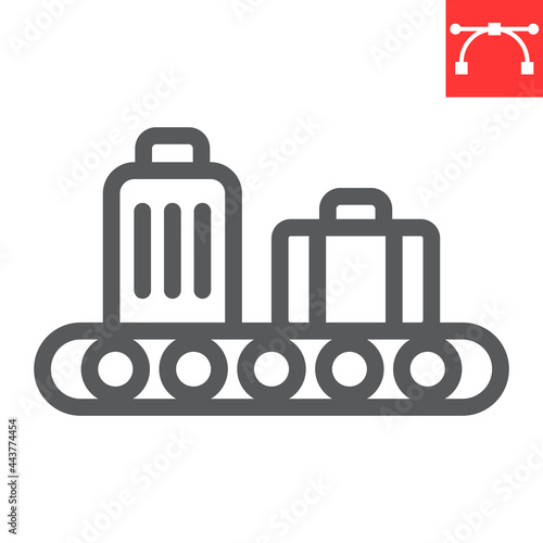 Baggage claim line icon, airport and luggage, baggage claim vector icon, vector graphics, editable stroke outline sign, eps 10.