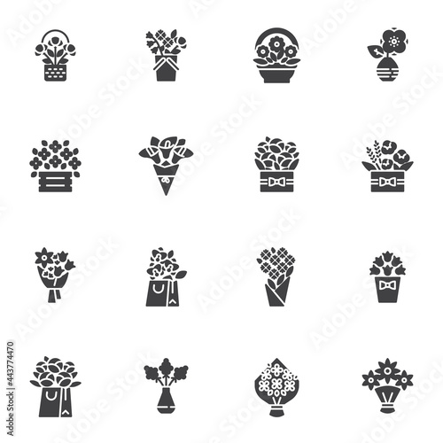Flowers bouquet vector icons set