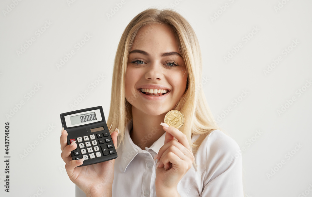 woman with glasses cryptocurrency bitcoin gold coins woman with glasses cryptocurrency bitcoin gold coins
