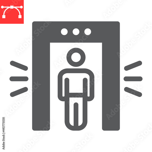 Metal detector glyph icon, security and airport, security control vector icon, vector graphics, editable stroke solid sign, eps 10.