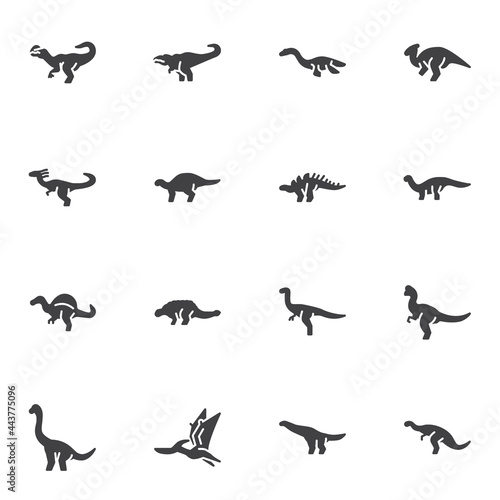 Dinosaurs vector icons set