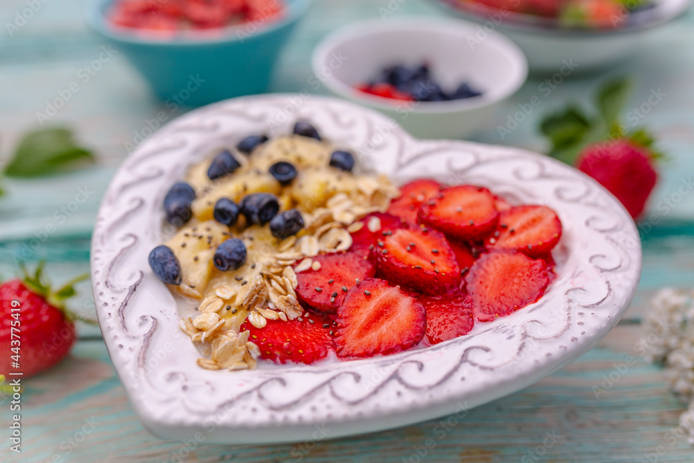 Porridge with fresh fruit. Healthy diet. Porridge with fresh fruit. Healthy diet.