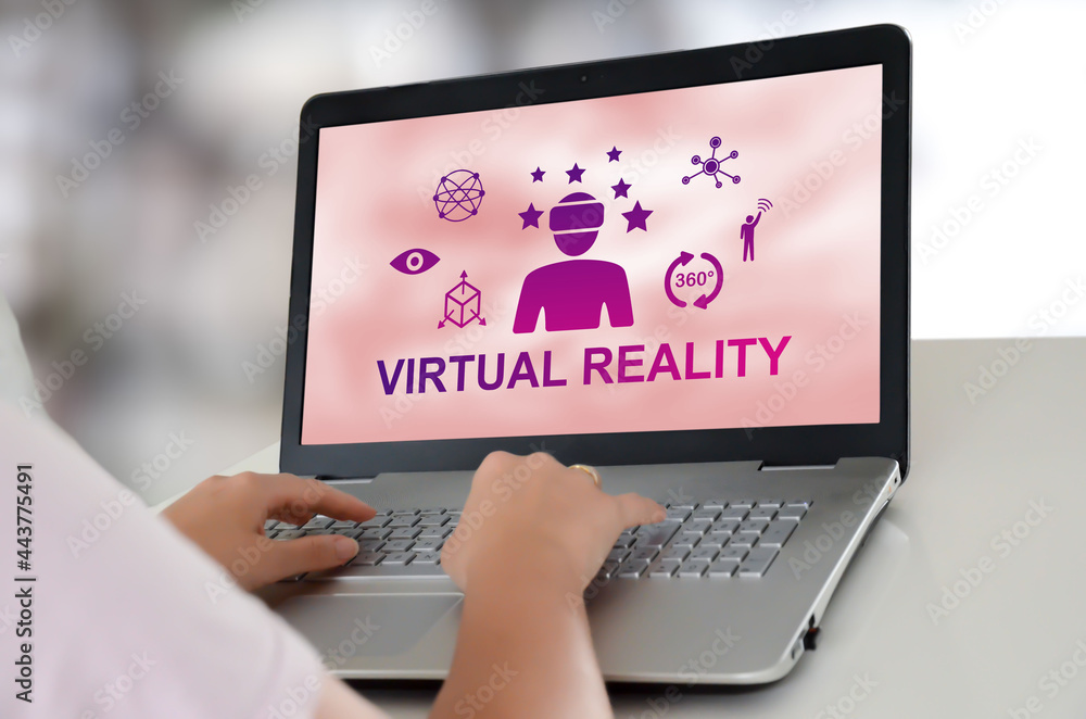 Virtual reality concept on a laptop Virtual reality concept on a laptop