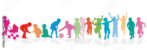 Kinder Gruppe vergnügt beisammen, Illustration