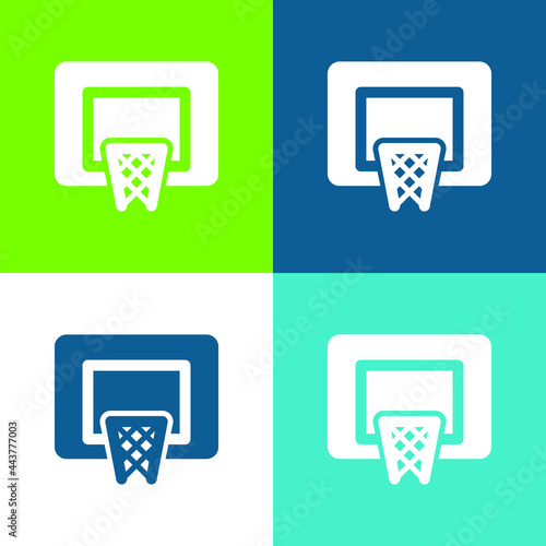 Basketball Flat four color minimal icon set