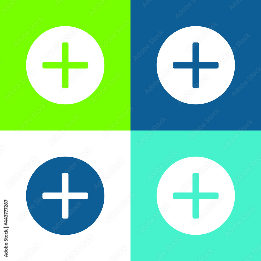 Obraz premium Add Flat four color minimal icon set