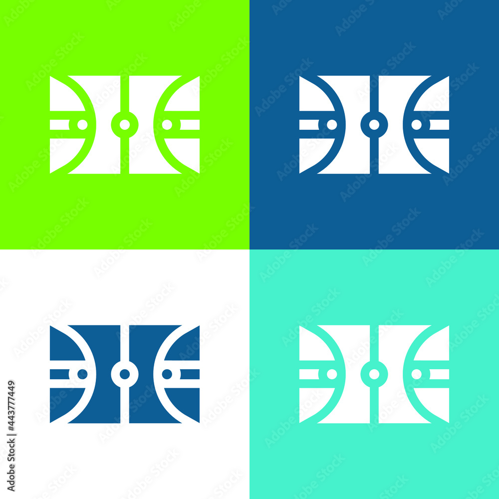 Fototapeta premium Basketball Court Flat four color minimal icon set