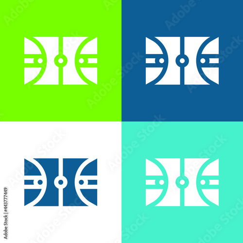 Basketball Court Flat four color minimal icon set