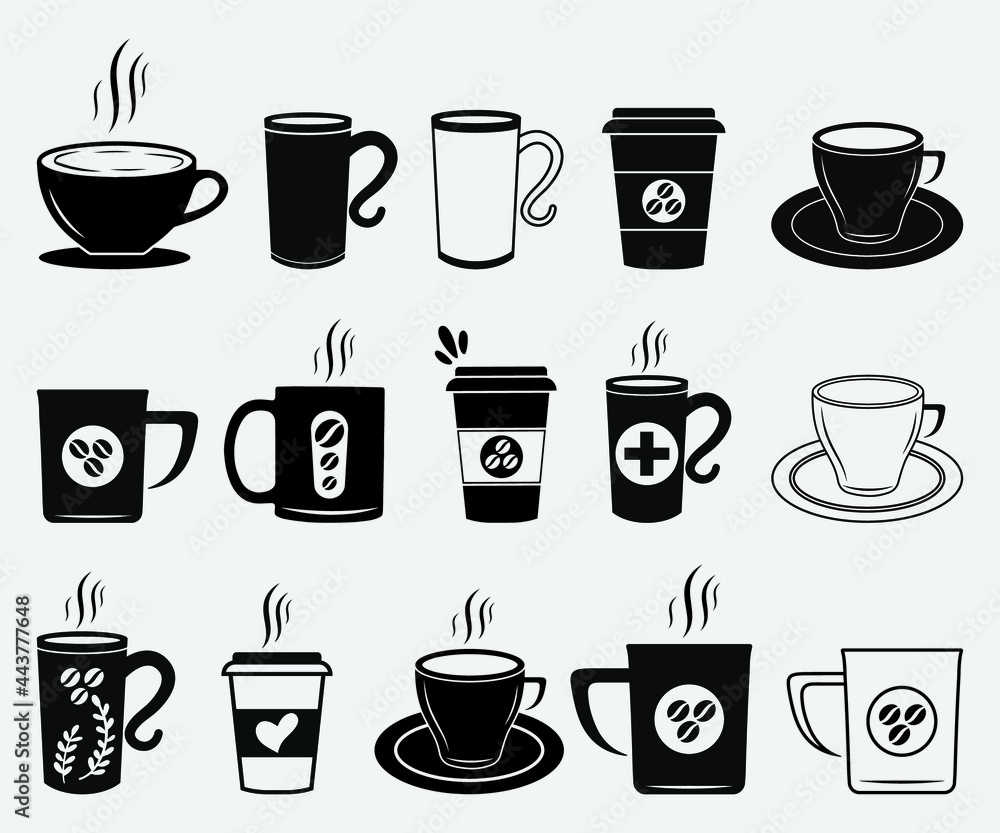 Fototapeta premium Coffee and tea cup Printable Vector Illustration. coffee and tea cup vector, coffee and tea cup Clipart, coffee cup Symbol, icon, Logo
