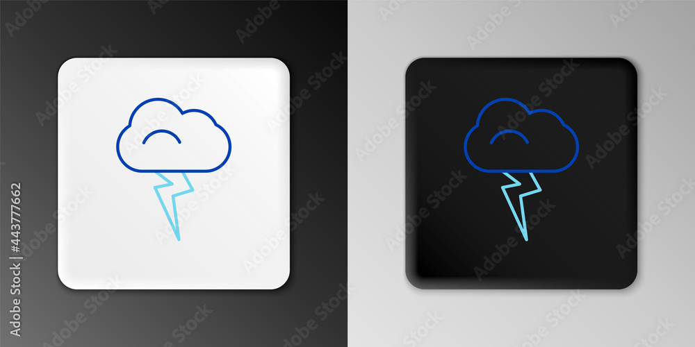 Line Storm icon isolated on grey background. Cloud and lightning sign. Weather icon of storm. Colorful outline concept. Vector Line Storm icon isolated on grey background. Cloud and lightning sign. Weather icon of storm. Colorful outline concept. Vector