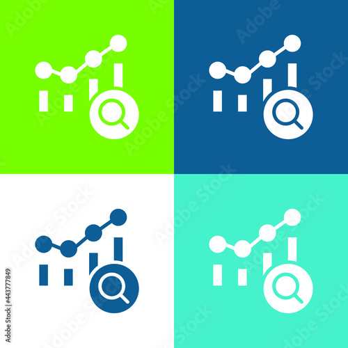 Analytics Flat four color minimal icon set