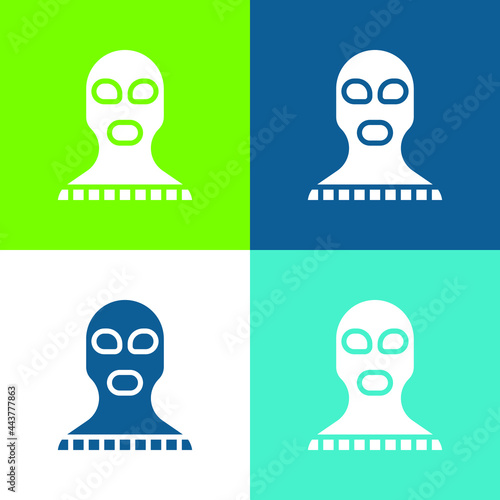 Balaclava Flat four color minimal icon set