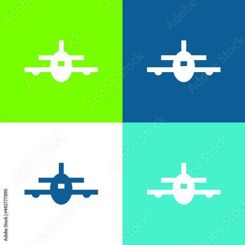 Airplane Flat four color minimal icon set