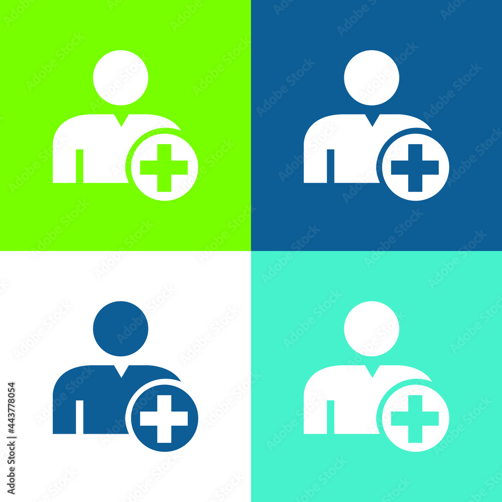 Add Profile Flat four color minimal icon set Add Profile Flat four color minimal icon set
