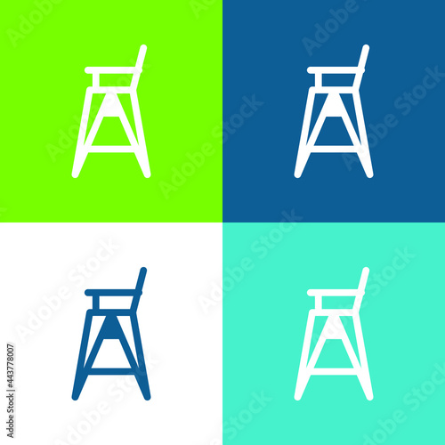 Baby Chair Flat four color minimal icon set