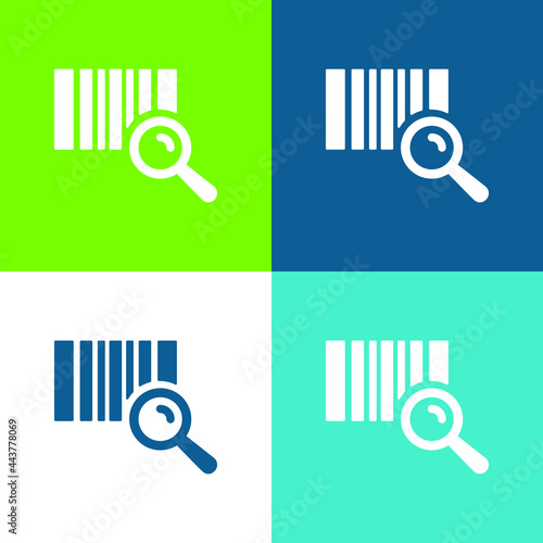 Barcode Identification Flat four color minimal icon set