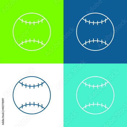 Ball Of American Football Flat four color minimal icon set