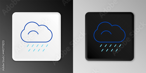 Line Cloud with rain icon isolated on grey background. Rain cloud precipitation with rain drops. Colorful outline concept. Vector
