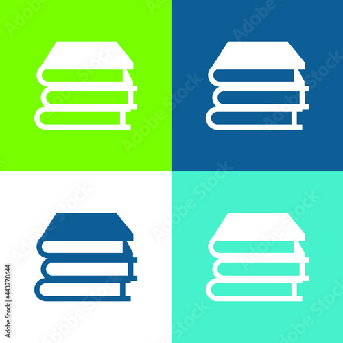 Books Stack Flat four color minimal icon set