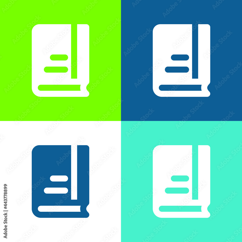 Book Flat four color minimal icon set Book Flat four color minimal icon set