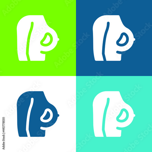 Breast Flat four color minimal icon set